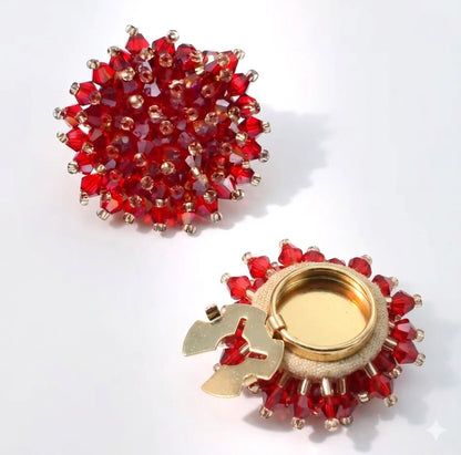 Cubre botones  de flores de cristal