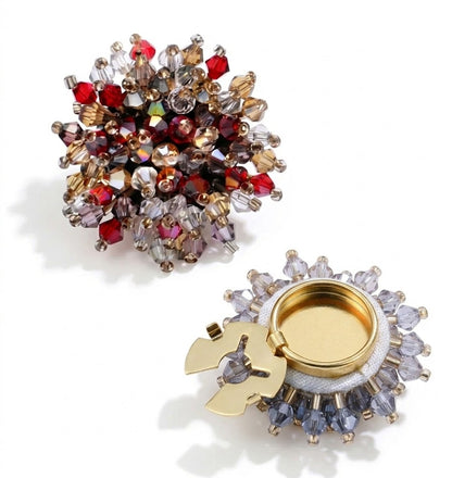 Cubre botones  de flores de cristal