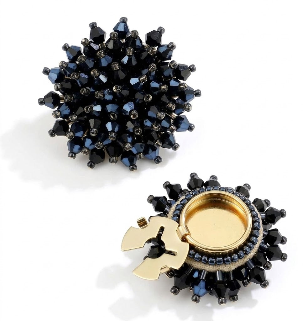 Cubre botones  de flores de cristal